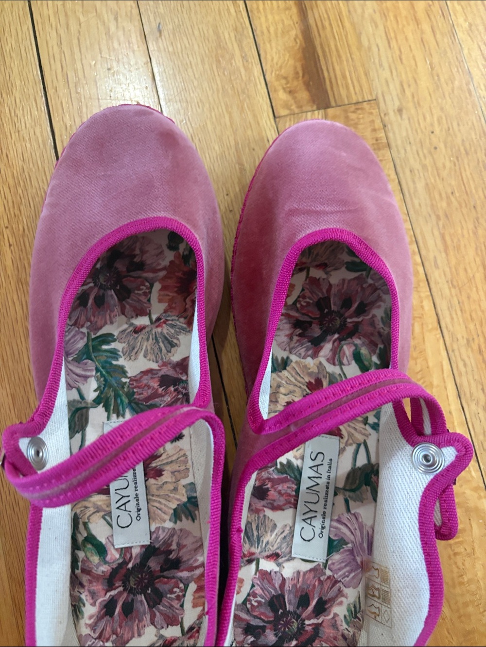 Cayumas Pink Mary Jane Floral Insole Flats, NWOT